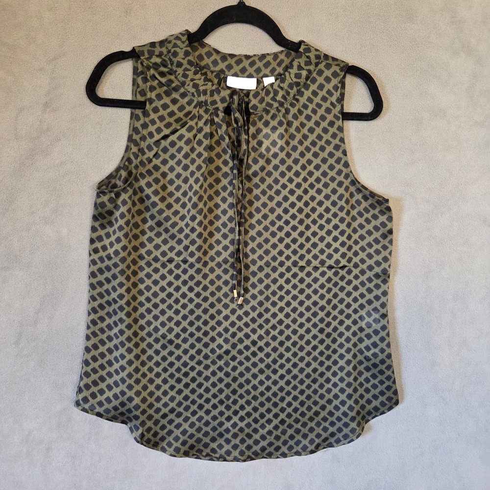 New York & Company Geometric Sleeveless Blouse Women's Medium Office Casual